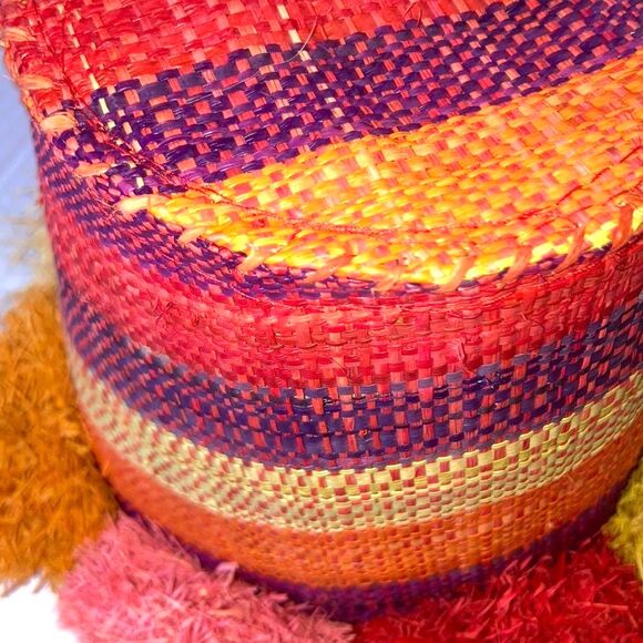 Small Bucket Crossbody Shoulder Woven Mini Bag Button Closure 5 x 6 x 4 inches - Picture 8 of 10